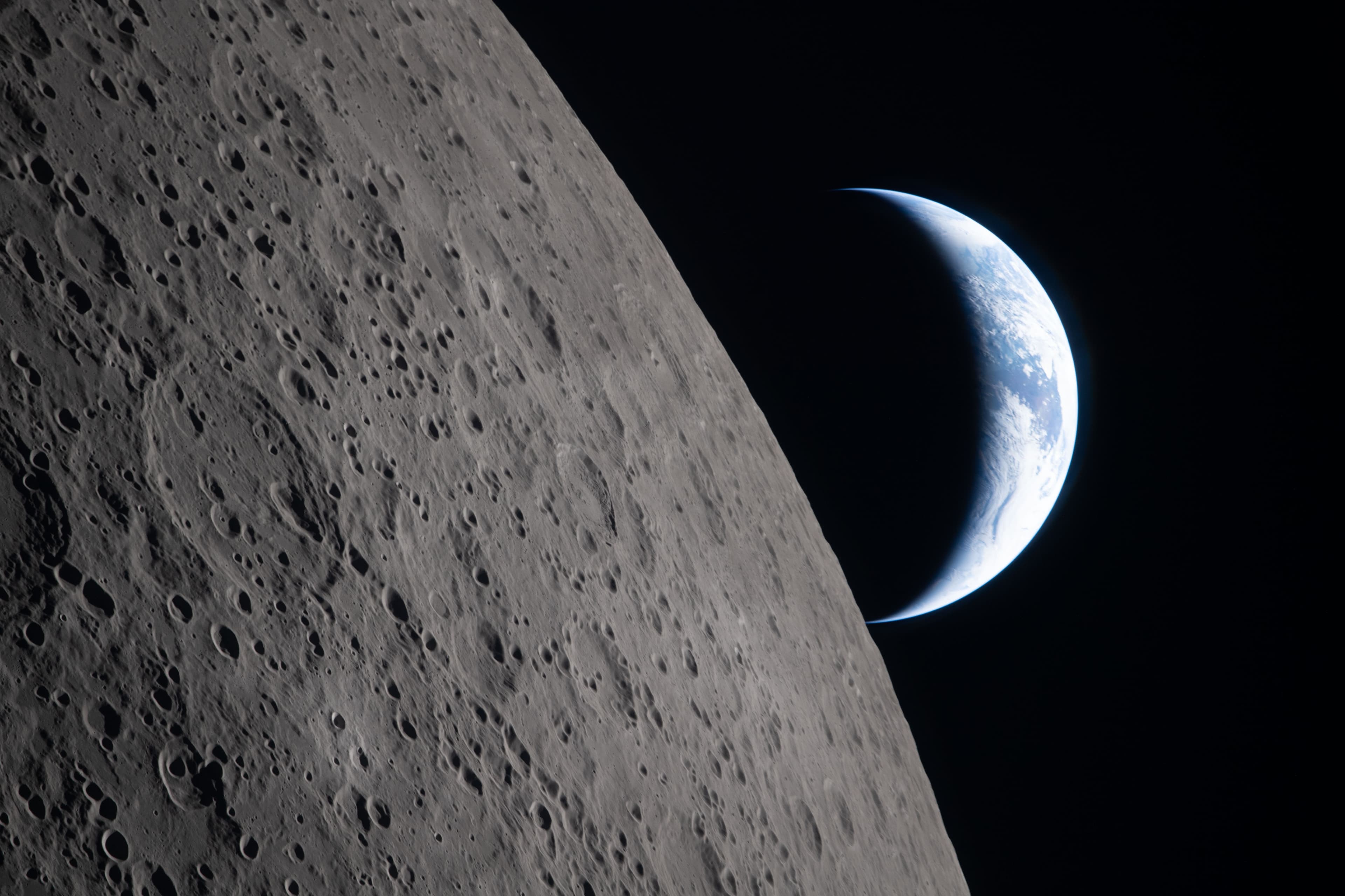 Earthrise over the lunar surface