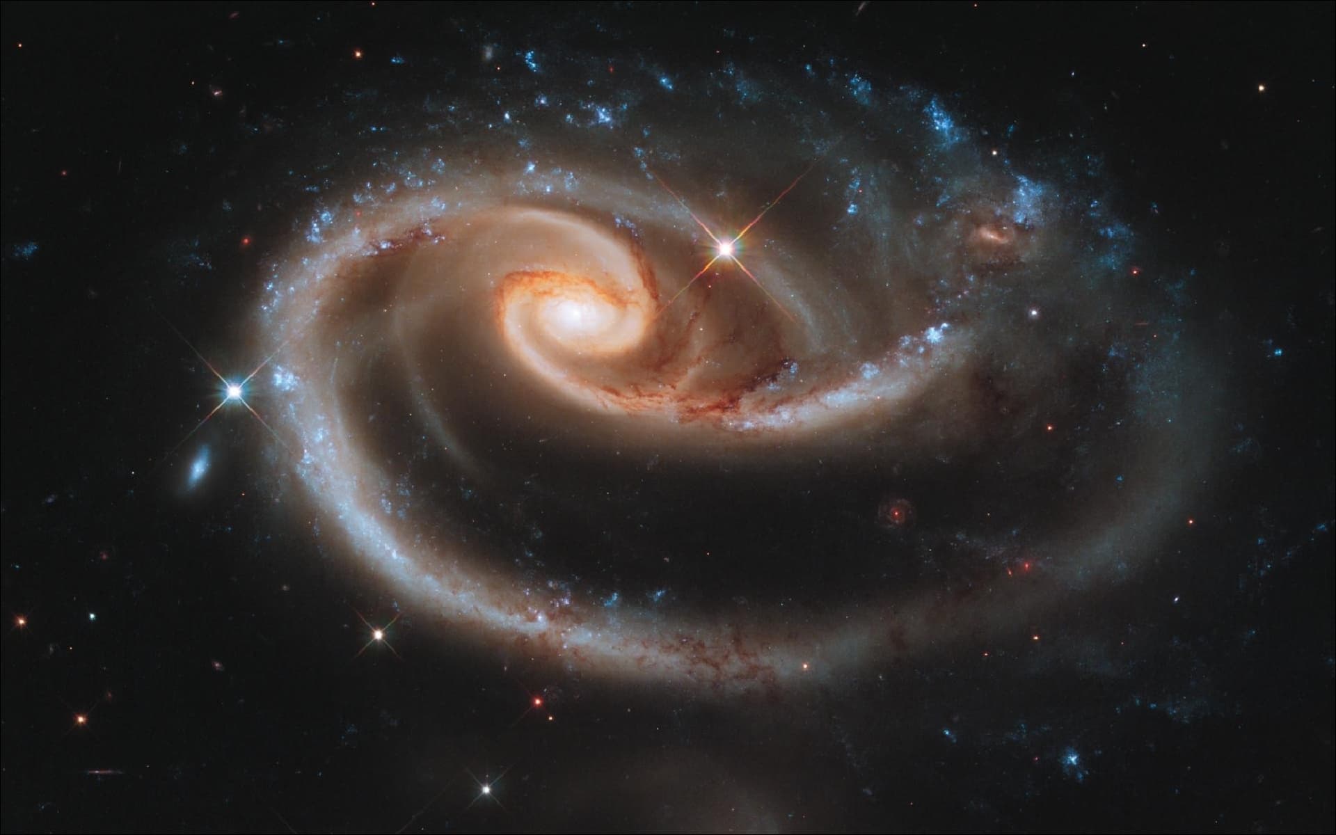 A barred spiral galaxy captured by the Hubble Space Telescope