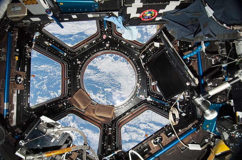 Earth seen through the ISS cupola windows